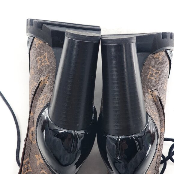 Monogram Lace up Boots Black x Brown - Picture 10 of 12